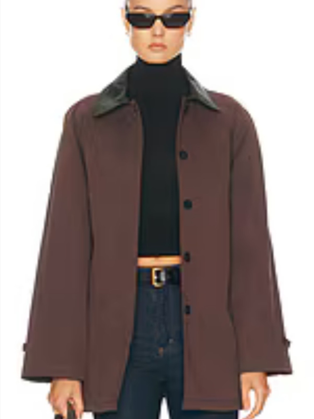 Forecaster of Boston Brown Wool Coat with Black Collar and Rust Lining